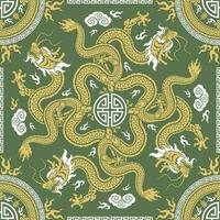 Seamless pattern happy chinese new year 2024 the dragon zodiac sign with asian elements paper cut style on color background. vector