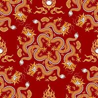 Seamless pattern happy chinese new year 2024 the dragon zodiac sign with asian elements paper cut style on color background. vector