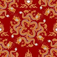 Seamless pattern happy chinese new year 2024 the dragon zodiac sign with asian elements paper cut style on color background. vector