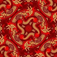 Seamless pattern happy chinese new year 2024 the dragon zodiac sign with asian elements paper cut style on color background. vector