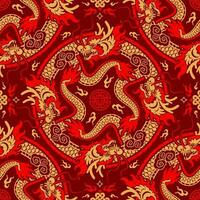 Seamless pattern happy chinese new year 2024 the dragon zodiac sign with asian elements paper cut style on color background. vector