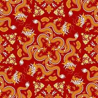 Seamless pattern happy chinese new year 2024 the dragon zodiac sign with asian elements paper cut style on color background. vector