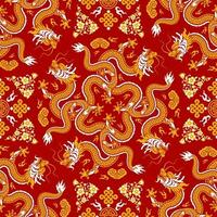 Seamless pattern happy chinese new year 2024 the dragon zodiac sign with asian elements paper cut style on color background. vector