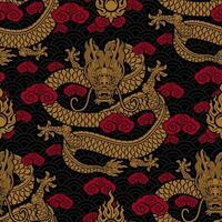 Seamless pattern happy chinese new year 2024 the dragon zodiac sign with asian elements paper cut style on color background. vector