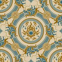 Seamless pattern happy chinese new year 2024 the dragon zodiac sign with asian elements paper cut style on color background. vector
