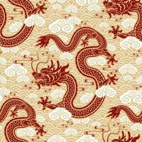 Seamless pattern happy chinese new year 2024 the dragon zodiac sign with asian elements paper cut style on color background. vector