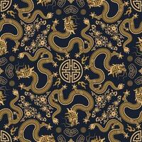 Seamless pattern happy chinese new year 2024 the dragon zodiac sign with asian elements paper cut style on color background. vector