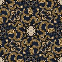 Seamless pattern happy chinese new year 2024 the dragon zodiac sign with asian elements paper cut style on color background. vector