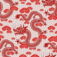 Seamless pattern happy chinese new year 2024 the dragon zodiac sign with asian elements paper cut style on color background. vector