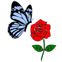 vlinder en rood roos png