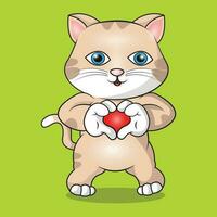 ilustración vector gráfico de un gato con un firmar de amor