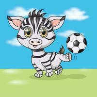 illustration vector graphic of zebra is playing ball