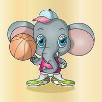 illustration vector graphic of elephant playing basketball