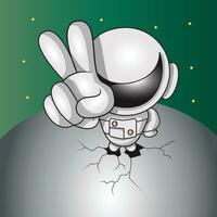 illustration vector graphic of an astronaut showing two fingers