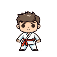 espiègle coloré taekwondo personnages, engageant dessin animé des illustrations pour toutes les personnes png