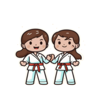 juguetón vistoso taekwondo caracteres, atractivo dibujos animados ilustraciones para todos png