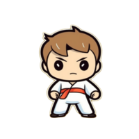 juguetón vistoso taekwondo caracteres, atractivo dibujos animados ilustraciones para todos png