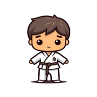 espiègle coloré taekwondo personnages, engageant dessin animé des illustrations pour toutes les personnes png