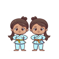 juguetón vistoso taekwondo caracteres, atractivo dibujos animados ilustraciones para todos png