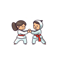 lekfull färgrik taekwondo tecken, engagerande tecknad serie illustrationer för alla png