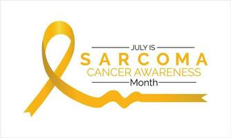 Sarcoma and Bone Cancer Awareness Calligraphy Poster Design. White background and Realistic Yellow Ribbon . Vector Design Template For Poster.