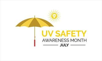 UV safety month is observed every year in July . it is responsible for summer tans and sunburns. Vector illustration