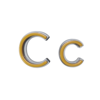 Letter C 3D render transparent background png