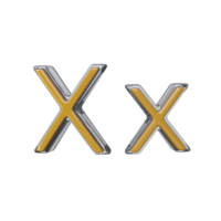 Letter X 3D render transparent background png