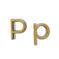 Letter P 3D render transparent background png