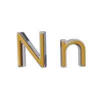 Letter N 3D render transparent background png