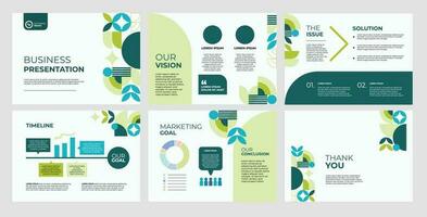 flat design vector geometric wave business presentation set collection