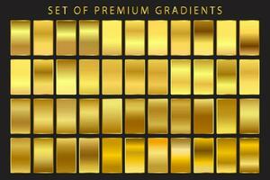 Golden Metallic Gradients. Premium Gold Swatches Collection Flat Vector