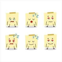 Cartoon character of pale yellow sticky notes with sleepy expression vector
