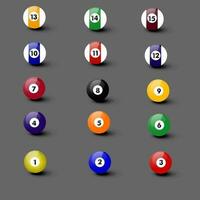 Billiard,pool balls collection. Snooker. gray background. Vector illustration.