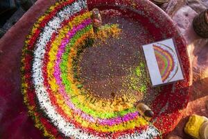 Decorated Bangladeshi Traditional garnish Colorful masala kasturi paan or betel leaf photo