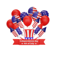 3d rendering Happy fourth of july american independence day png