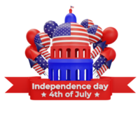 rendu 3d joyeux 4 juillet fête de l'indépendance américaine png