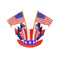 Representación 3d feliz cuatro de julio día de la independencia americana png