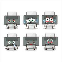 Printer cartoon character with the sad expression vector