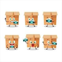 Photographer profession emoticon with office boxes cartoon character vector