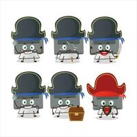 Cartoon character of printer with various pirates emoticons vector