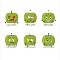 verde manzana dibujos animados personaje con no expresión vector