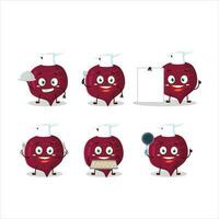 Cartoon character of beet root with various chef emoticons vector