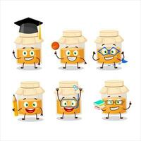 School student of white honey jar cartoon character with various expressions vector