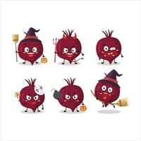 Halloween expression emoticons with cartoon character of beet root vector