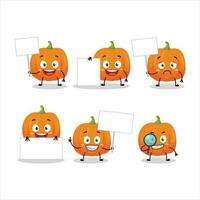 Orange pumpkin cartoon character bring information board vector