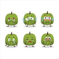 verde calabaza dibujos animados personaje con triste expresión vector