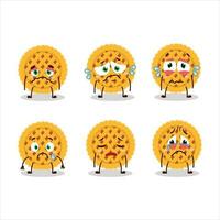 Pumpkin pie cartoon character with sad expression vector