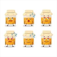 Cartoon character of white honey jar with sleepy expression vector