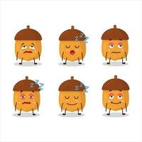 Cartoon character of walnuts with sleepy expression vector